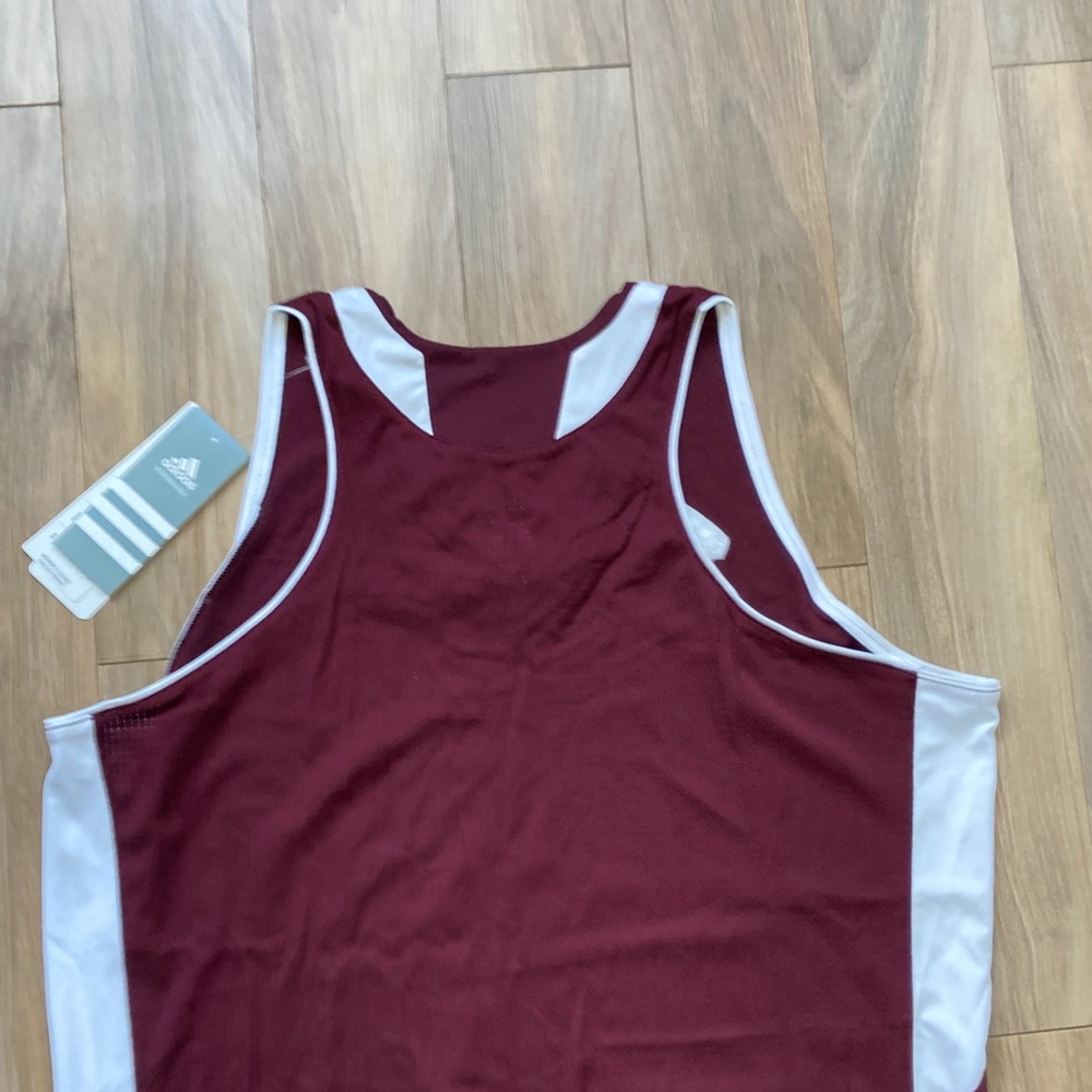 adidas performance tank team jersey top maroon white size L - Picture 9 of 17